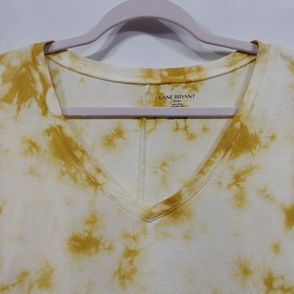 Lane Bryant Tie Dye Tunic Women's 24 Cream Yellow Boho Artsy Beach Summer - Picture 2 of 7